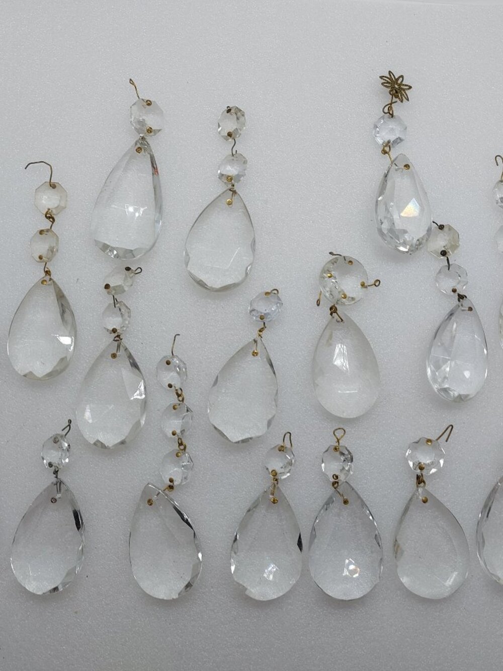 16 Vintage Chandelier Clear Crystal Prisms Teardrop Shape Crystals